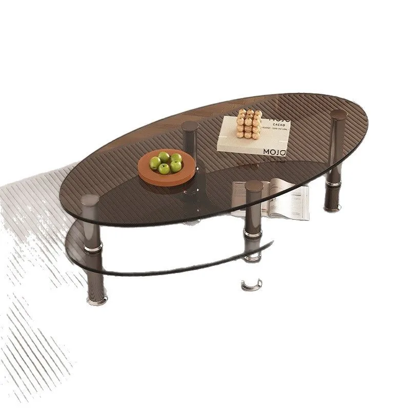 

Oval coffee table light luxury tempered glass creative household small apartment simple