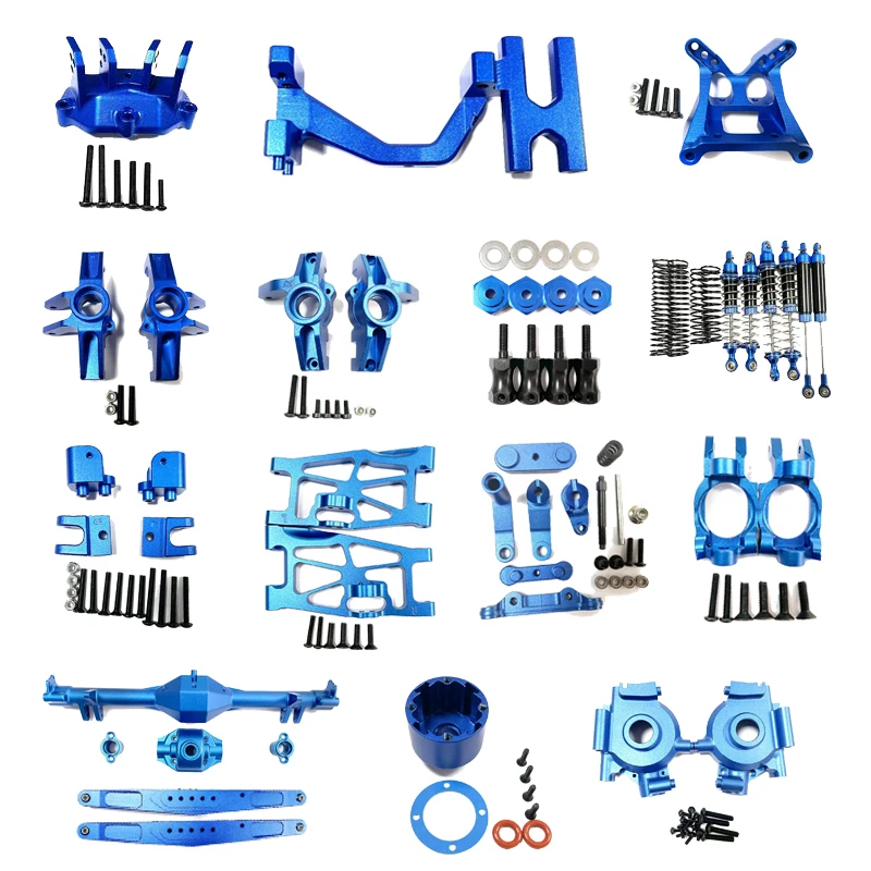 RCGOFOLLOW CNC Aluminium Upgrade Parts For 1/10 Hammer Rey U4 Off-Road Climbing Straight Shortbed Desert Trucks Blue