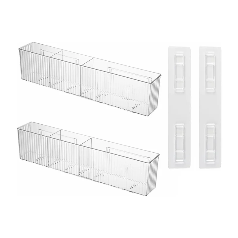 

Premium 2 Pack Bathroom Makeup Organizer Wall Mount Clear Bathroom Organizers With 3 Compartments Bins Floating Shelves
