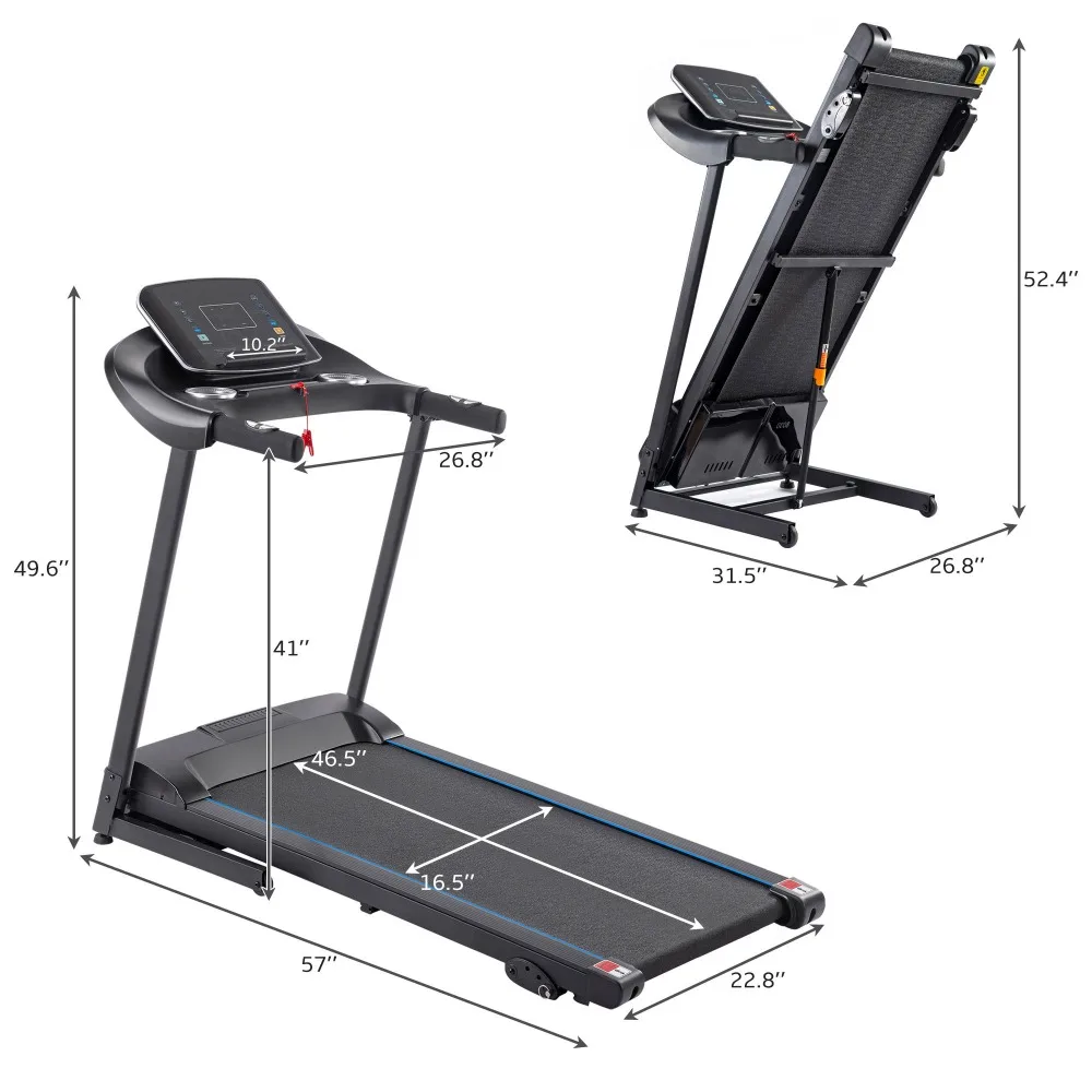 

The electric treadmill with audio speakers has a top speed of 10 mph and moderate inclination, which is suitable for home gyms.