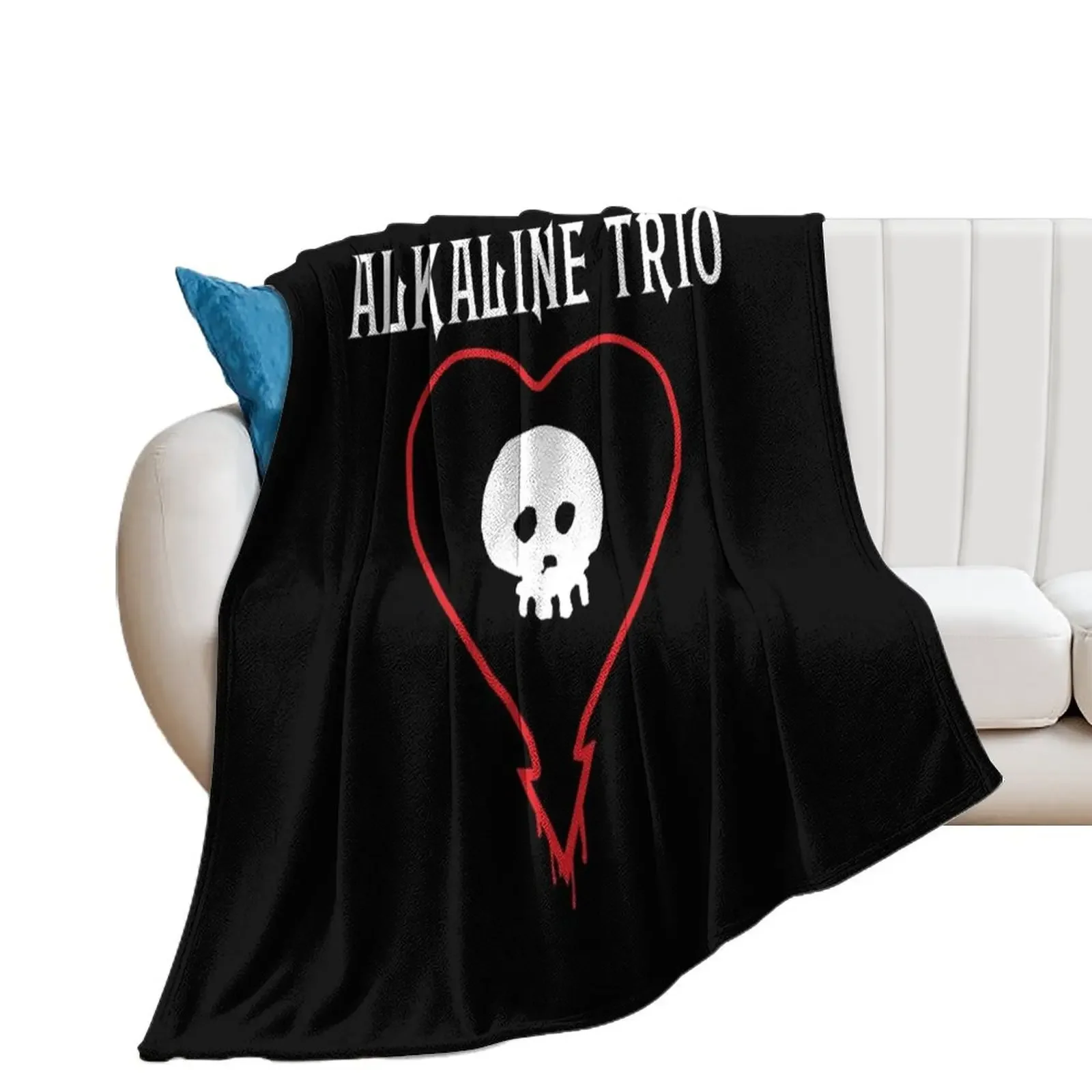 

Alkaline Trio Punk Band Logo - Skull Heart Text Throw Blanket Camping Luxury Brand Plaid on the sofa Furry Blankets