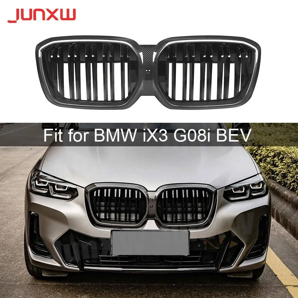 

ABS Front Bumper Mesh Grille Grills For BMW iX3 G08i 2022 Carbon Fiber Car Styling Racing Exterior Decoration Bodykit