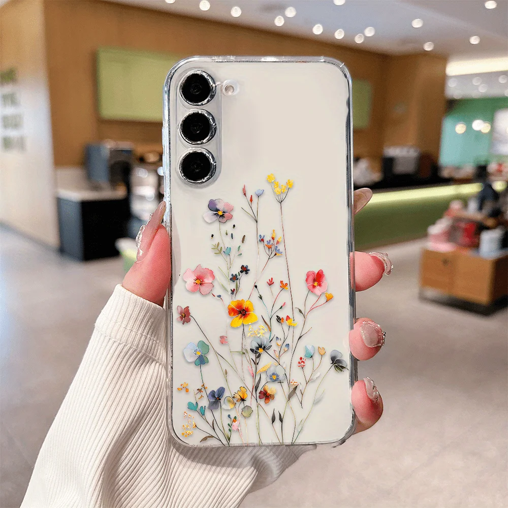 

Flower, Transparent Phone Case Suitable For Samsung Galaxy S26 Ultra, S26,, A36, A37, A52, A53, A54, A55, A56, Phone Cover