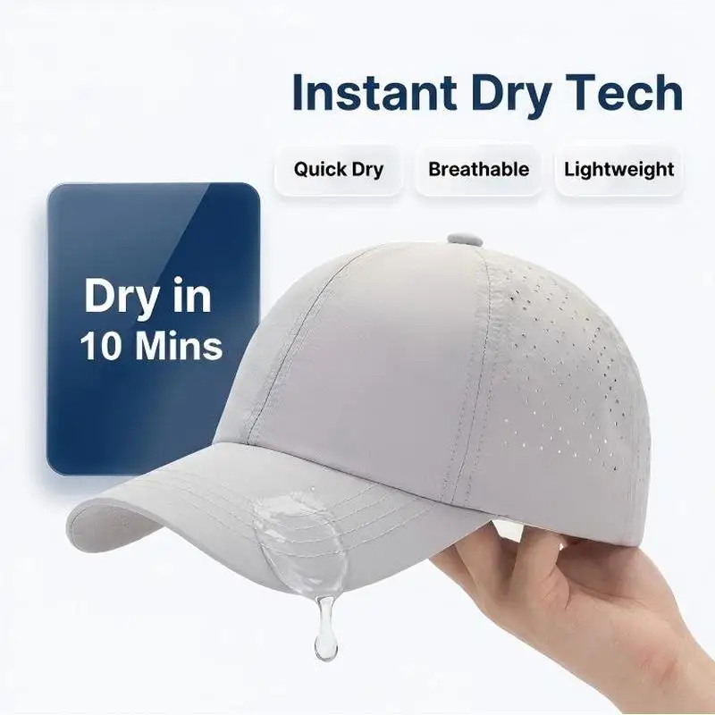 summer lightweight breathable quick dry baseball cap outdoor sun protection laser punched big head size quick dry baseball cap