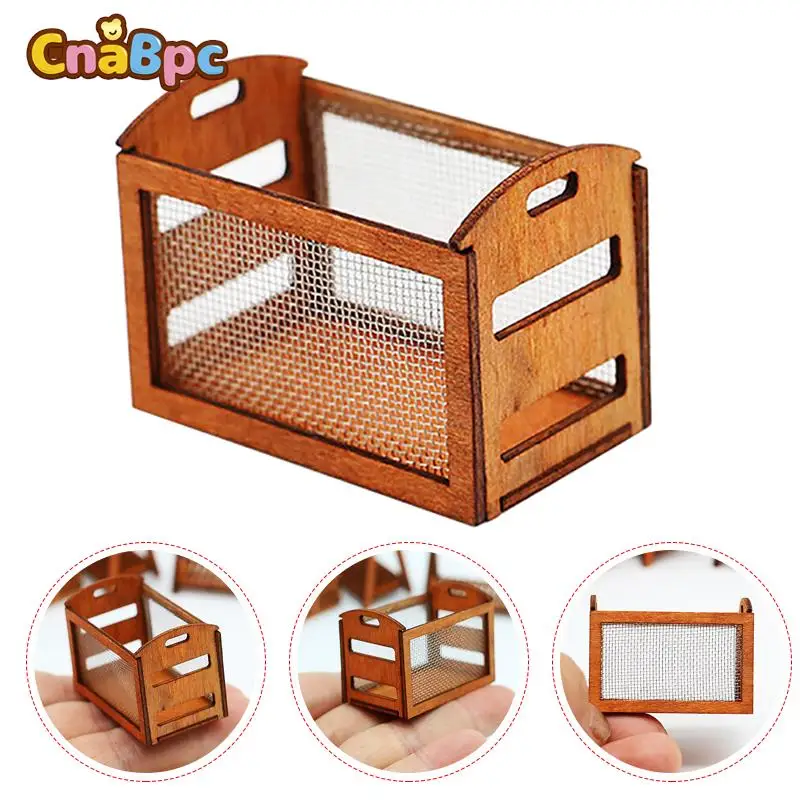 

1/12 Dollhouse Hollow Iron Mesh Storage Box Miniature Storage Basket Simulation Furniture Model Dolls House Scene Accessories