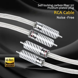 Pair RCA Cable 7N OCC Silver-Plated RCA Audio Cable With Carbon Fiber Rhodium plated RCA Connector for Amplifier