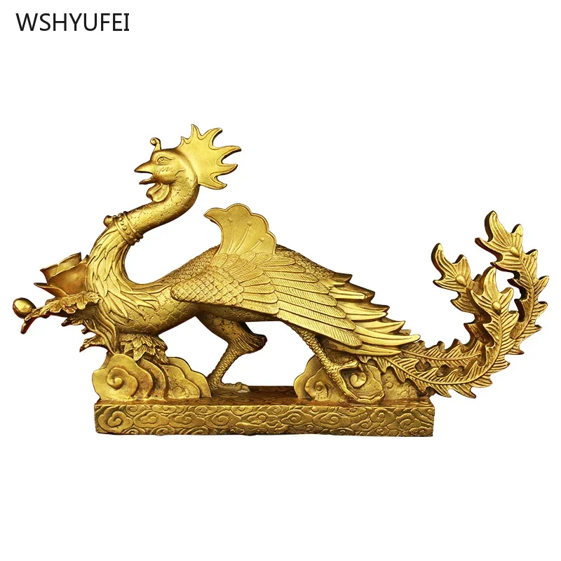 

1 pc Copper Phoenix Decoration living room bedroom Home furnishings Feng Shui Crafts Animal Shapes sculpture Chinese style