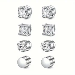 Set of man's magnetic earrings without punching ear clips,stainless steel personalized punk style women's ear studs