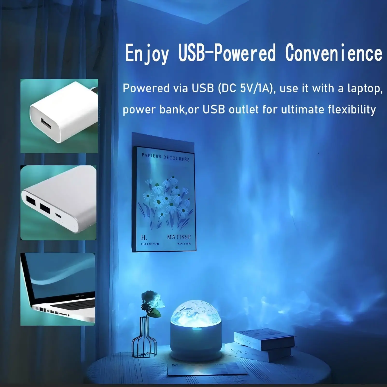 Starry Sky Galaxy Northern Lights, Water Wave LED Night Light 16 Color 360 ° Rotating RGB Remote Control Projector Light