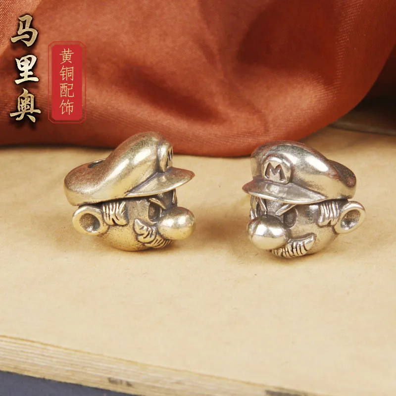 Colgante de cuchillo de Super Mario de cobre puro, colgante de cuerda de paraguas de dibujos animados para exteriores, accesorios hechos a mano, colgante personalizado Sp