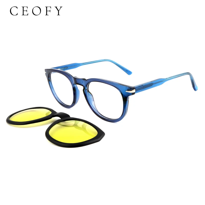

Ceofy Men Women Fashion Glasses Frame Retro Polarized Night Vision Sun Clip Magnet Optical Sunglasses Prescription Eyeglasses