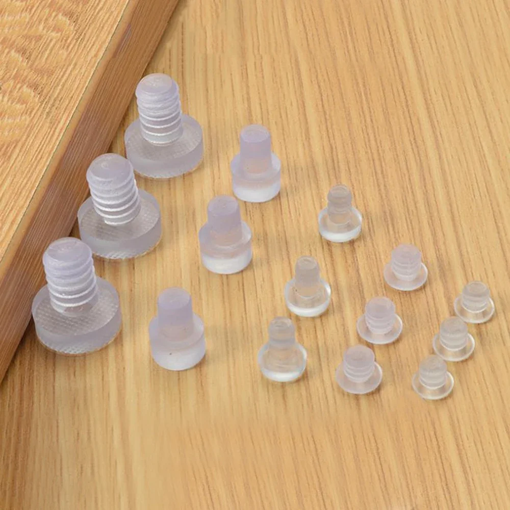 10/20/50/100pcs Clear Furniture Embedded Bumpers Glass Table Feet Soft Thread Chair Leg Stem Bottom Pad Floor Protect Anti-noise