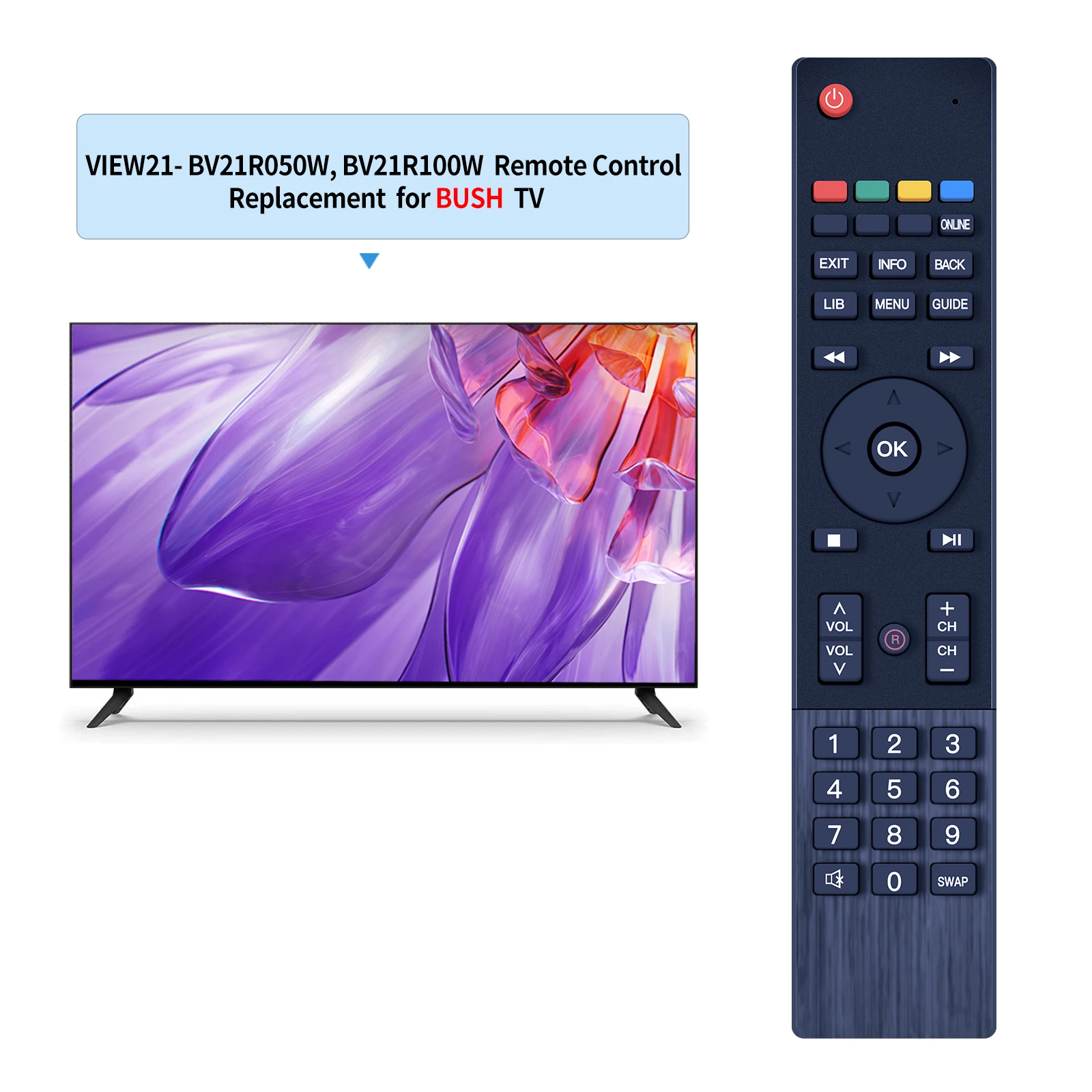 New Relaced Remote Control Fit For BUSH VIEW21 SMART DIGITAL TV RECORDER BV21R050W, BV21R100W