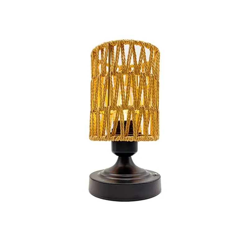 

【PARTY DAY】Rattan Lamps Cordless Rechargeable Rattan Table Lamps USB Charging Stepless For Patio Living Room Bedroom