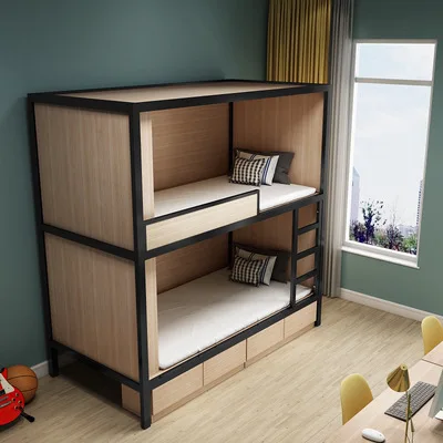 

Современный дизайн, капсульная двухъярусная кровать для отеля, металлическая двухъярусная кровать Hostel со шкафами для хранения, мебель для гостиной, используемая для взрослых