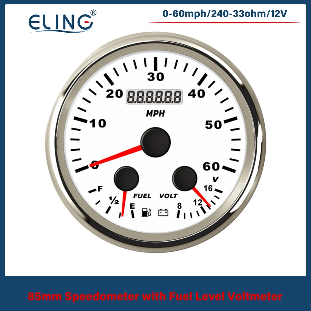 

Многофункциональный тахометр ELING 85 мм (3 3/8 дюйма) 3-в-1 с индикаторами температуры воды и давления масла, 8-16 В, с красной подсветкой для автомобилей, морских судов, грузовиков