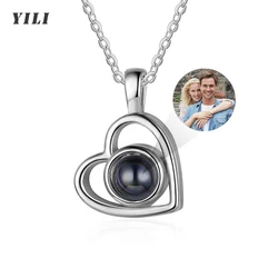 Collier de Projection de Photo Personnalisé, Pendentif avec Image à l'Intérieur, pour Femme et Fille