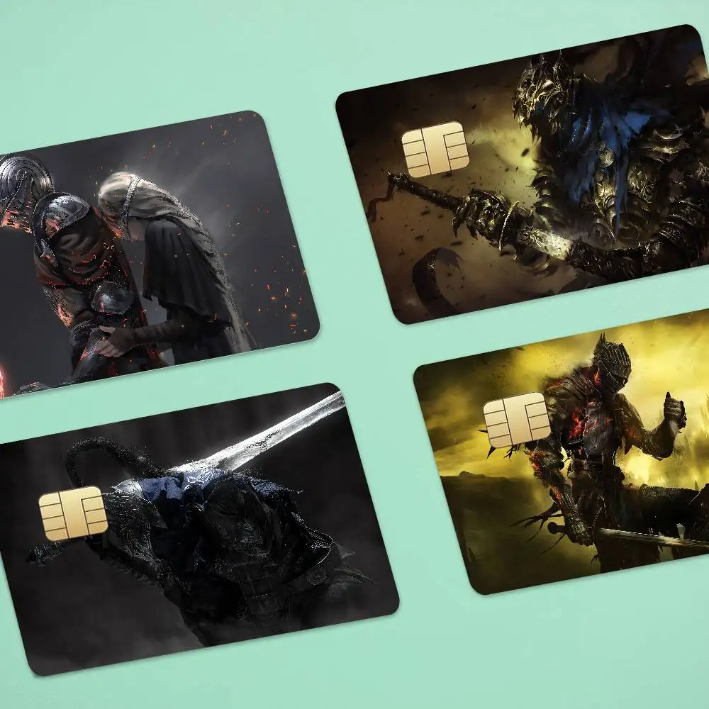 GAME Dark Souls Anime Cartoon 4pcs 1Set Skin Stickers Film Tape Case For Big Credit Debit Card Front Side