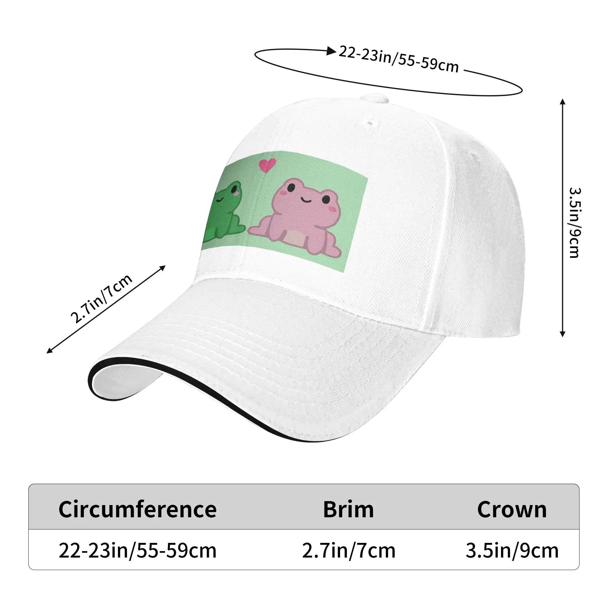 Two Frog Love Heart Cartoon Cap Casual Baseball Caps Adjustable Hat Hip Hop Summer Unisex Baseball Hats Customizable