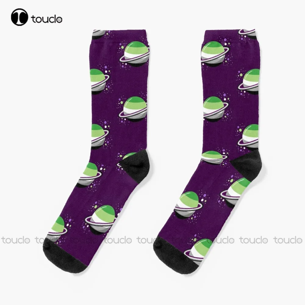 

Asexual Aromantic Space Planet Socks Cute Pattern Funny Autumn Cartoon 360° Digital Print Christmas New Year Gift Custom Gift