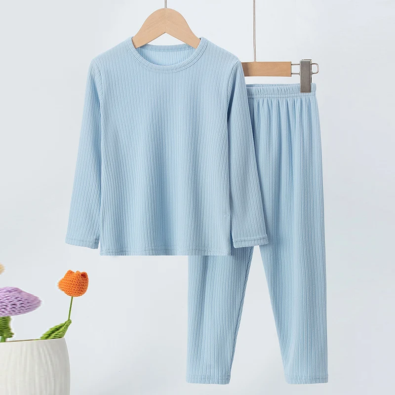 2-Piece الخريف/الشتاء الأطفال 5-color حفرة شريط ملابس اخلية حرارية مجموعة الأولاد تنوعا ملابس المنزل الفتيات ملابس خاصة الحلو