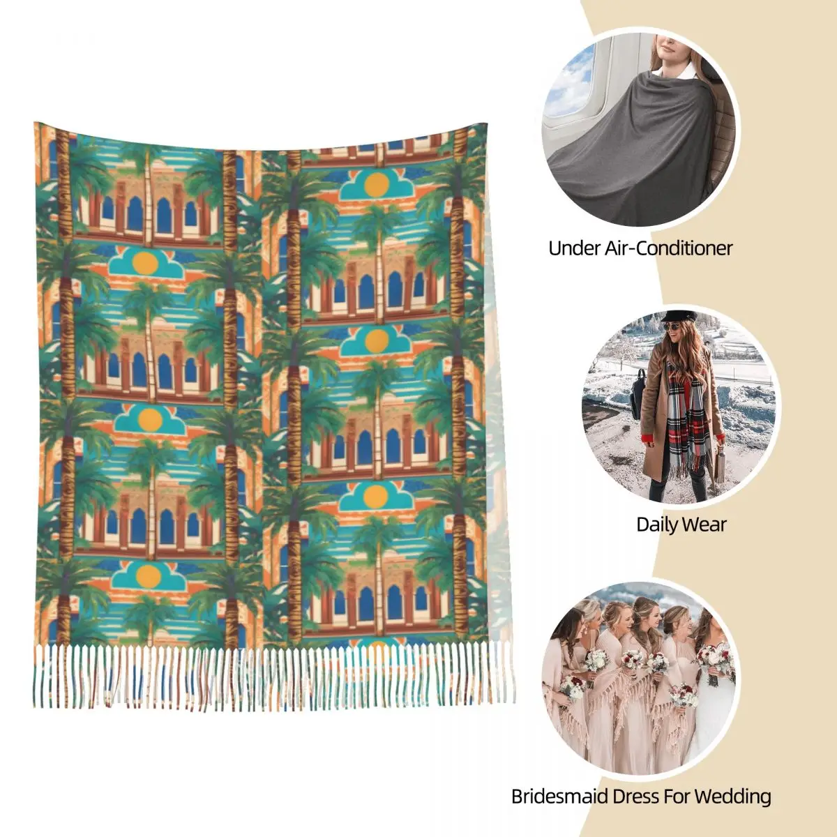 Palace Entrance Scarf Tassel Scarves for Women Soft Warm Shawls and Wraps Long Fall Winter Shawl Wrap