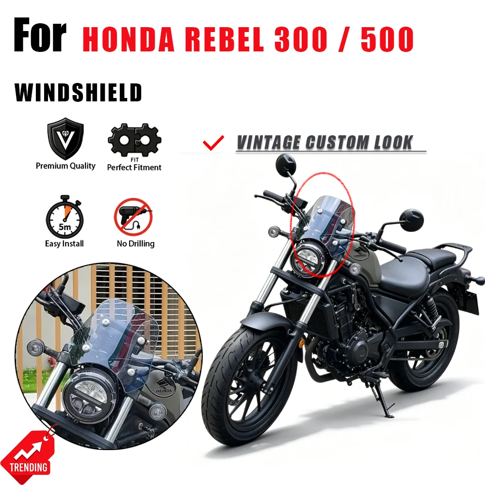 

For Honda Rebel 300 500 CMX300 CMX500 Motorcycle Windshield with Navigation GPS Bracket Parabrisas Cupula Accesorios Moto