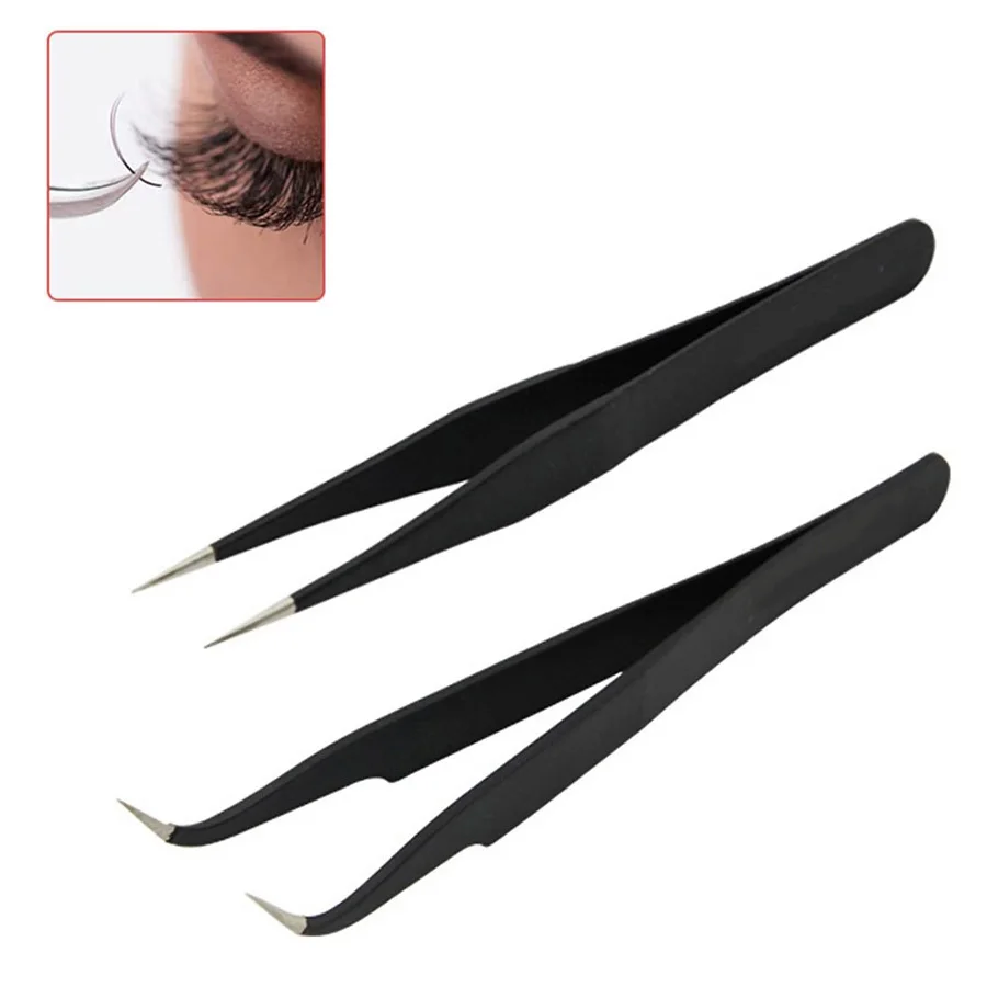1/2/5 قطعة الفولاذ المقاوم للصدأ منحني مستقيم الحاجب كاذبة ملاقط رمش مسمار الفن تمديد ماكياج الجمال أداة الملقط #2