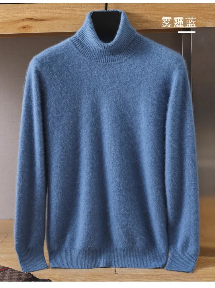 Herren-Pullover aus 100 % reinem Nerz-Samt-Kaschmir mit hohem Revers, gestrickt, für den Winter, neue Oberteile, langärmelige High-End-Pullover – Detail 13