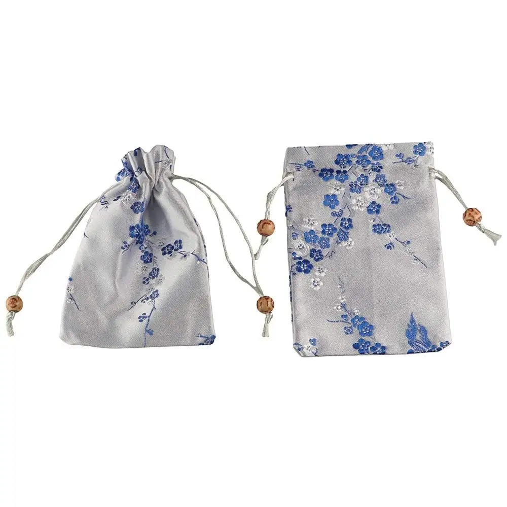 Antique Satin Storage Bag Flower Drawstring Women Sachet Candy Bag Tie Jewelry Packaging Bag Children