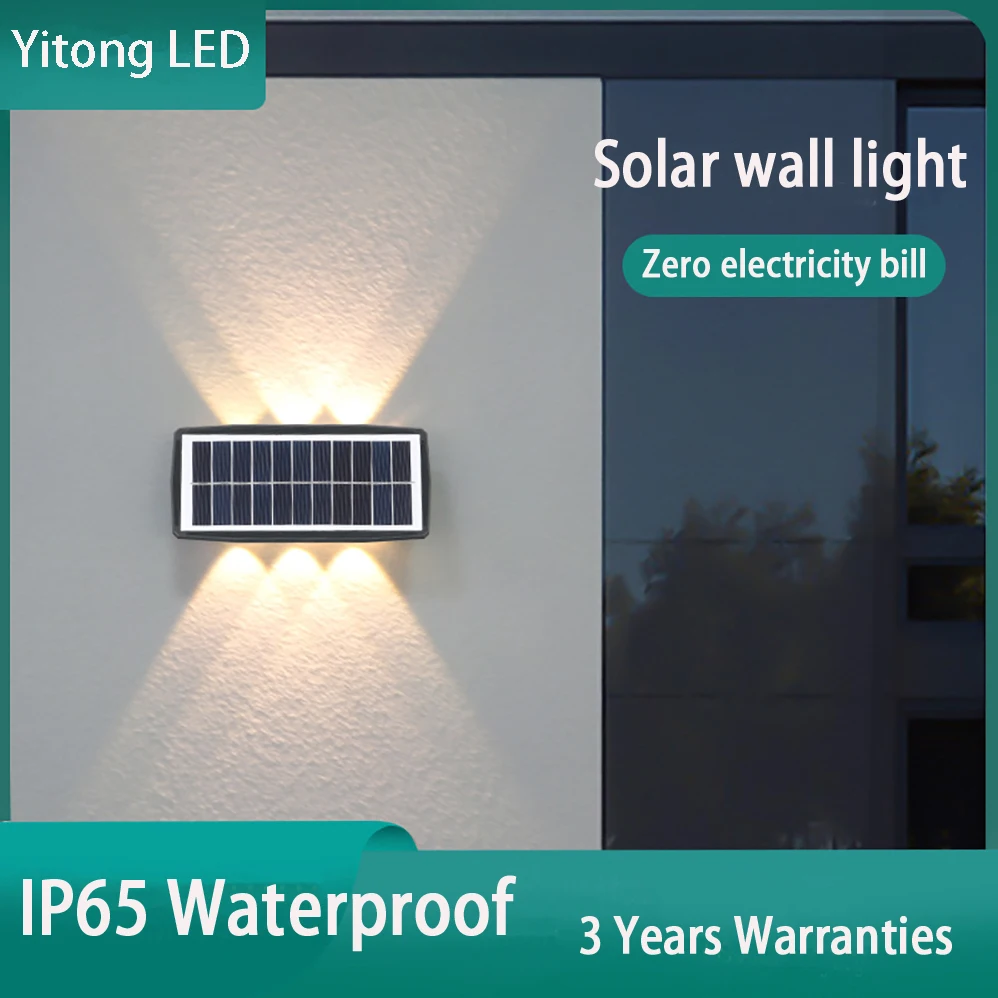 

LED Solar Wall Lamp 4W 6W 3.7V 2000mA Battery Outdoor IP65 Waterproof Security LED Lamps For Garden Yard Fence Decor Lamps