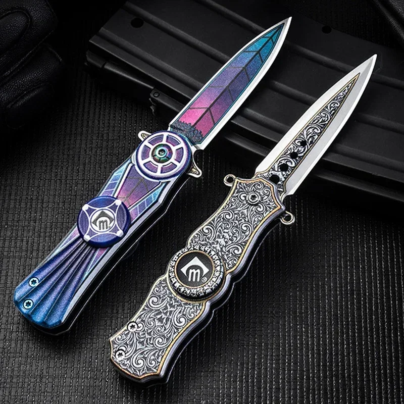 Fingertip rotary Knife Outdoor Tactical Knife Camping Survival Pocket folding blade knife 7Cr13Mov steel handle