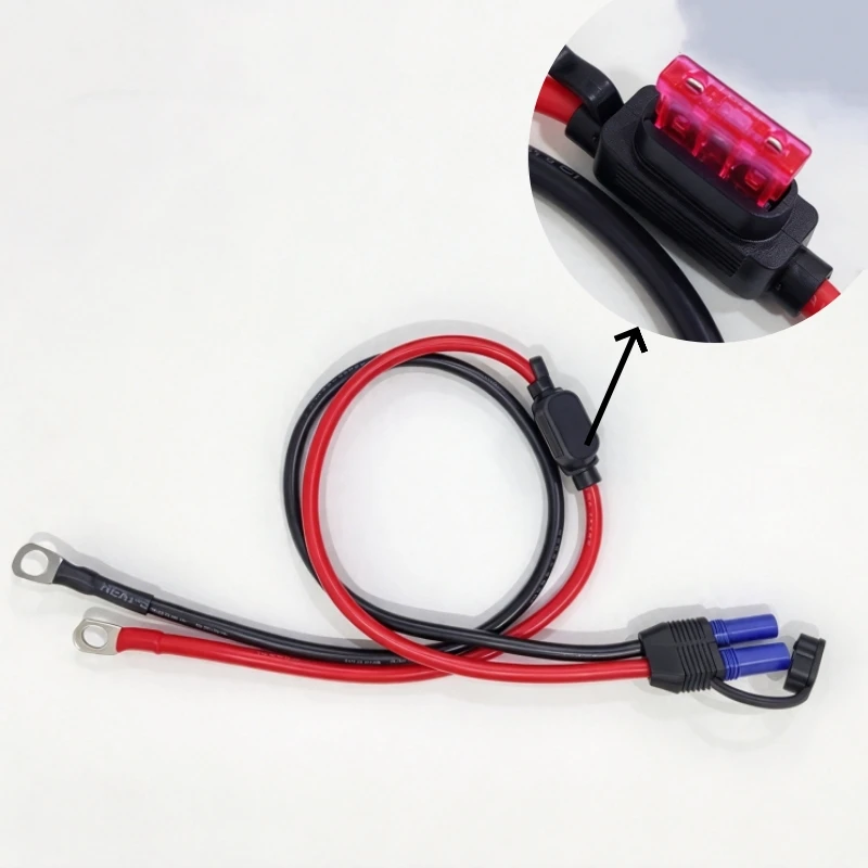 10AWG EC5 Molded Female Cable with 50A Fuse, M8 / 100A Crocodile Clip / Extension Cord Options