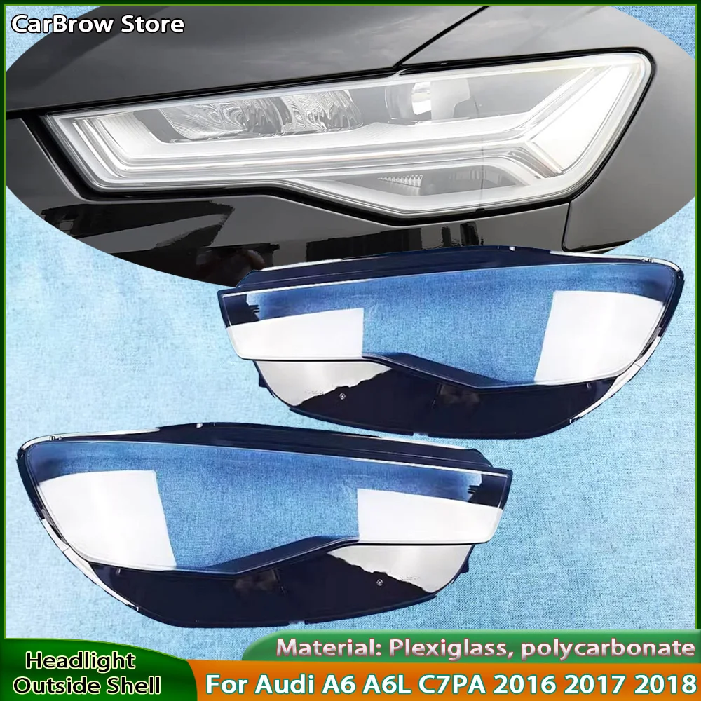 

For Audi A6 A6L C7PA 2016 2017 2018 Headlight Lens Protective Cover Front Car light Assembly Components Bulb Dustproof Housing