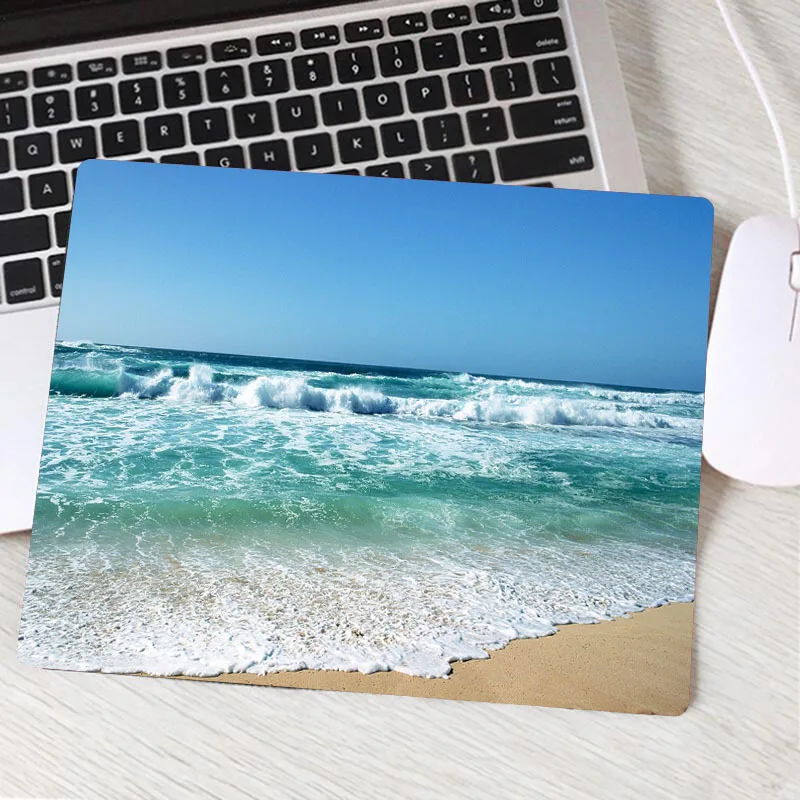 Strandwellen, Palmenlandschaft, neues Computer-Mauspad, schönes Gamer-Mauspad aus Naturkautschuk, rutschfest, Kunstteppich, Bürodekoration, Mauspad