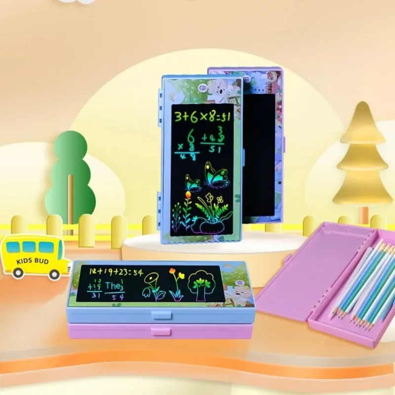 

2025 Can Receive and Write Primary and Secondary School Students Gift Gift Cartoon Pencil Box LCD Writing Board Stationery Box