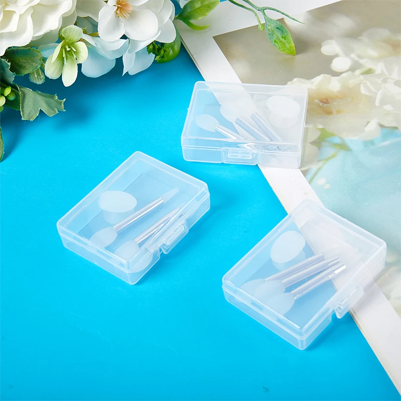 لينة سيليكون فرشاة قناع الشفاه مع صندوق تخزين ، رئيس مزدوج ، مصاصة ، غطاء غبار ، فرش ماكياج ، 3 قطعة #4