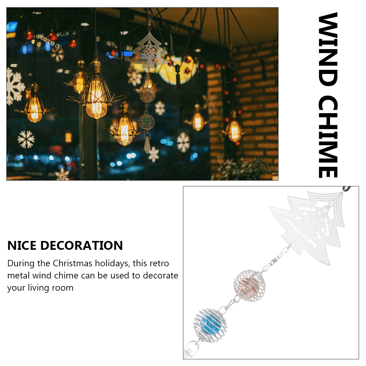 

Retro Spiral Wind Chime Christmas Decorations Wind-bell Party Pendant Metal Hanging Holiday Ornament