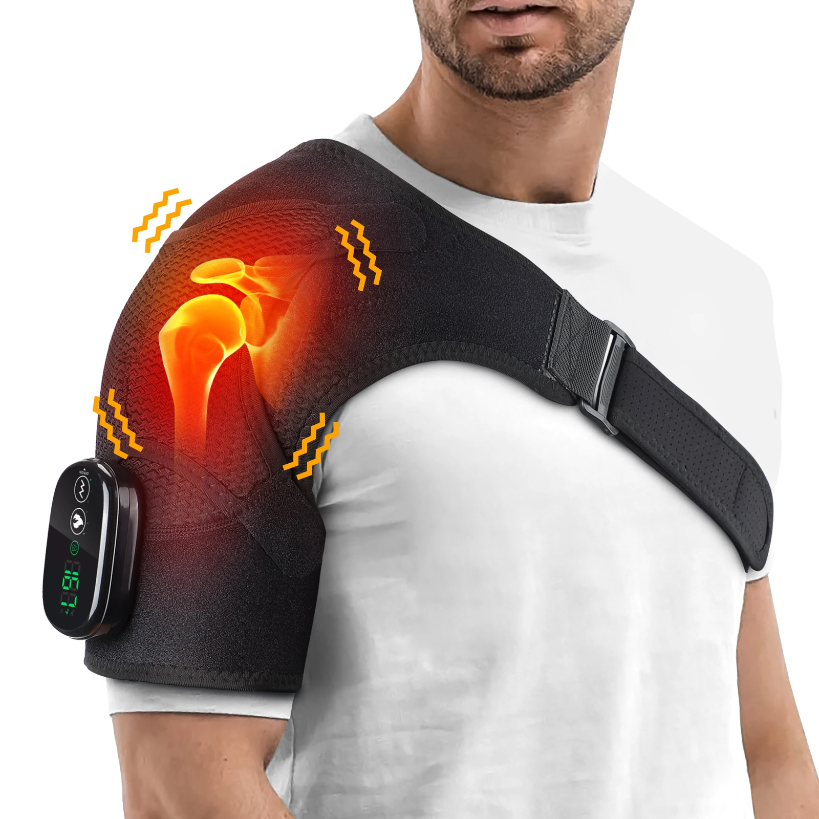 Heated Shoulder Warmer Massage Belts Electric Vibration &Heating Shoulder Steamer Pads Muscle Massager Machine Band Gear Support