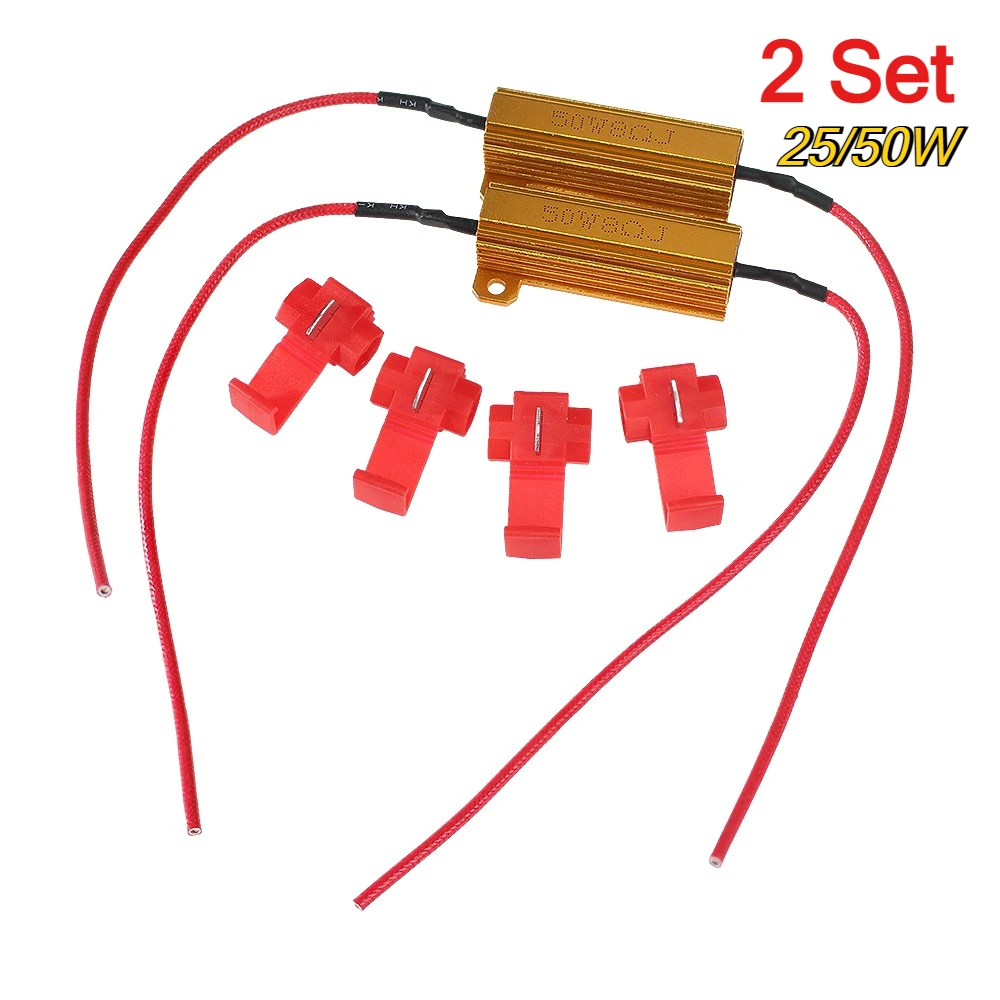 

2 Sets 25W 50W Car LED Canbus Decoder 6ohm 8ohm 50 Ohm Load Resistors for Automobile Turn Signal Lamp Wirewound Resistor