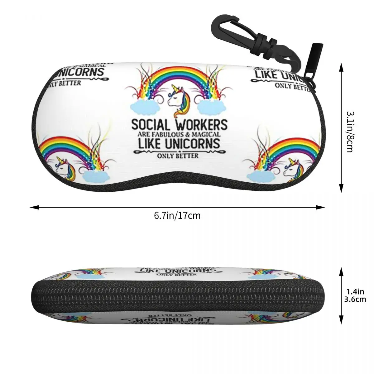 Social Workers Are Magical Like Unicorns Gift Idea Shell Glasses Case Portable Sunglasses Box Women Men Soft EyeglassesBag Pouch