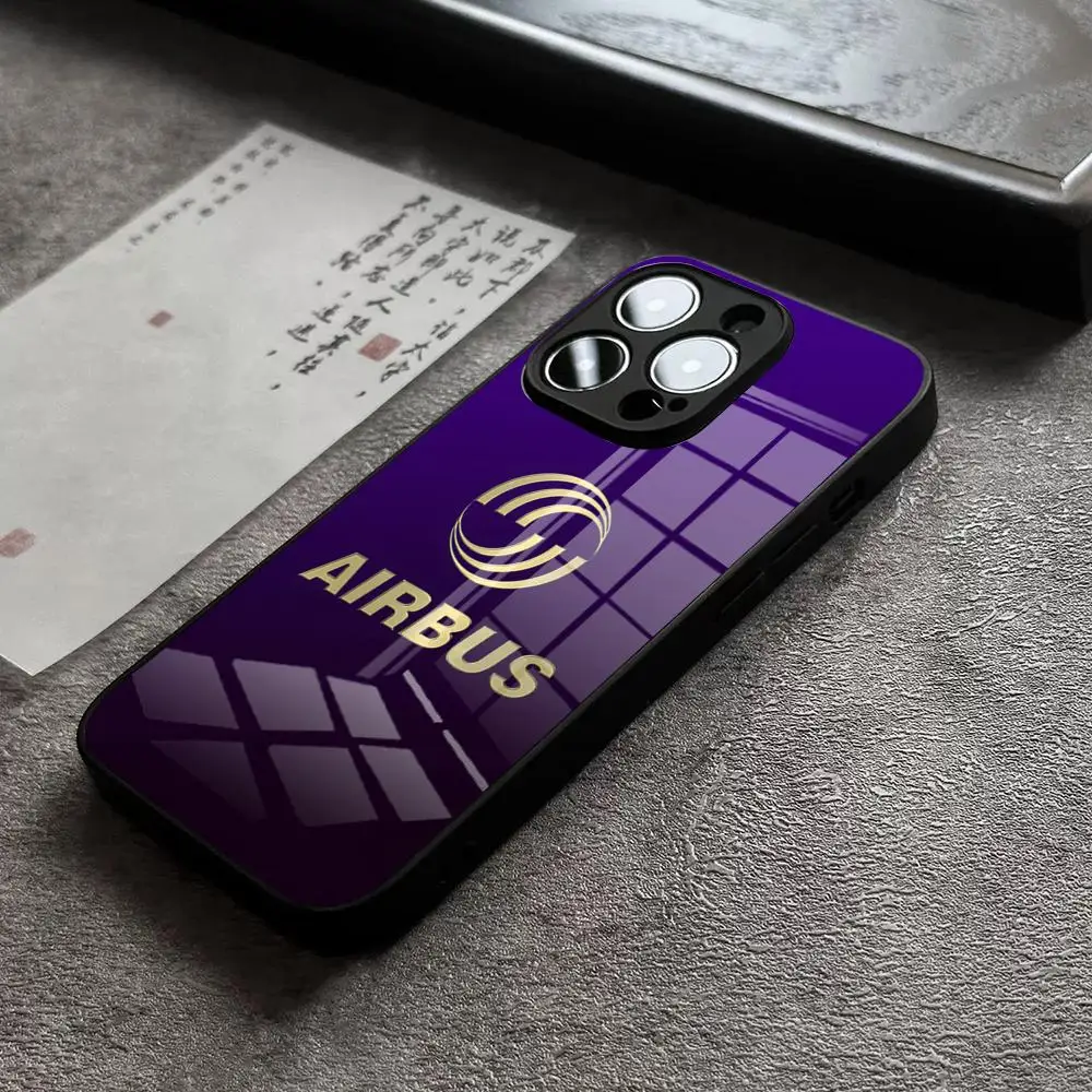Etui na telefon z logo Airbus dla iPhone 17 14 Pro Max 15 Pro 12 11 13 Mini X XR XS 16e Plus SE, szklana obudowa — zdjęcie produktu 5