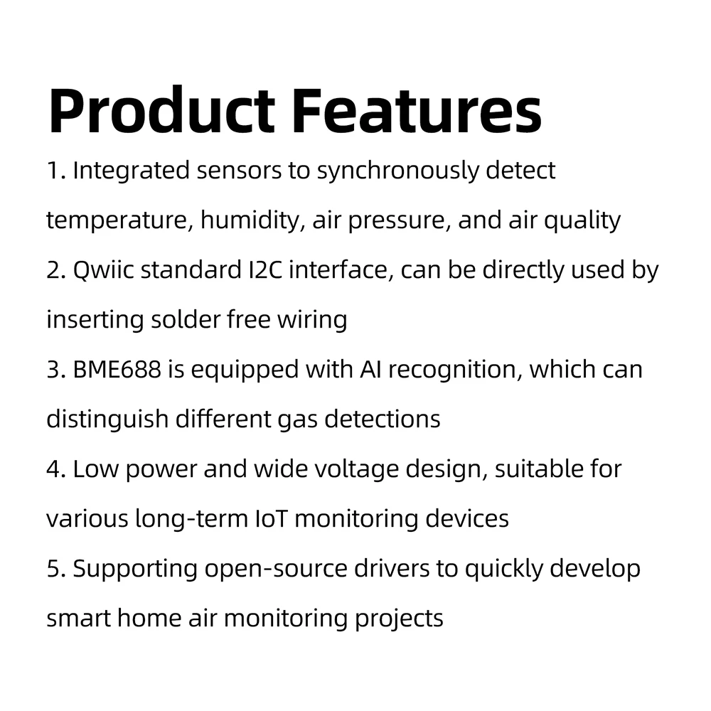 BME688 Umweltsensormodul für Smart Home IoT zur Luftqualitäts-, Temperatur- und Feuchtigkeitsmessung mit KI-Erkennung – Detail 9