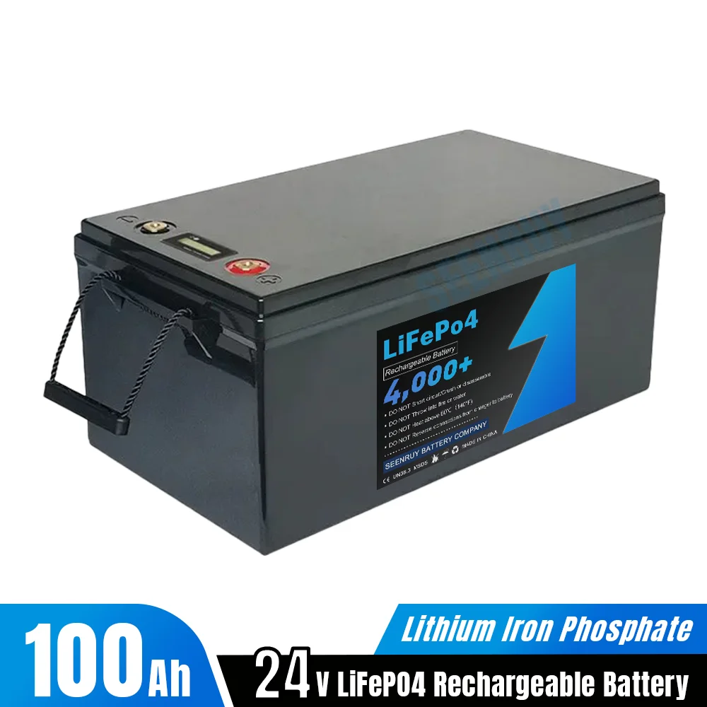 24V 100Ah Lifepo4 Rechargeable Battery Pack Lithium Iron Phosphate Built-in BMS For Solar Power System RV Golf Cart Camping