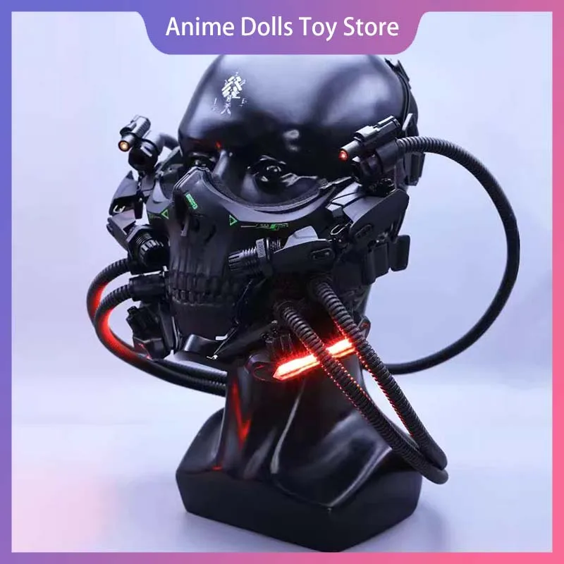 

Skeleton Cyber Punk Mask Black Tactics Mask With Lighting Halloween Party Carnival Masquerade Shooting Game Props Adult Gift