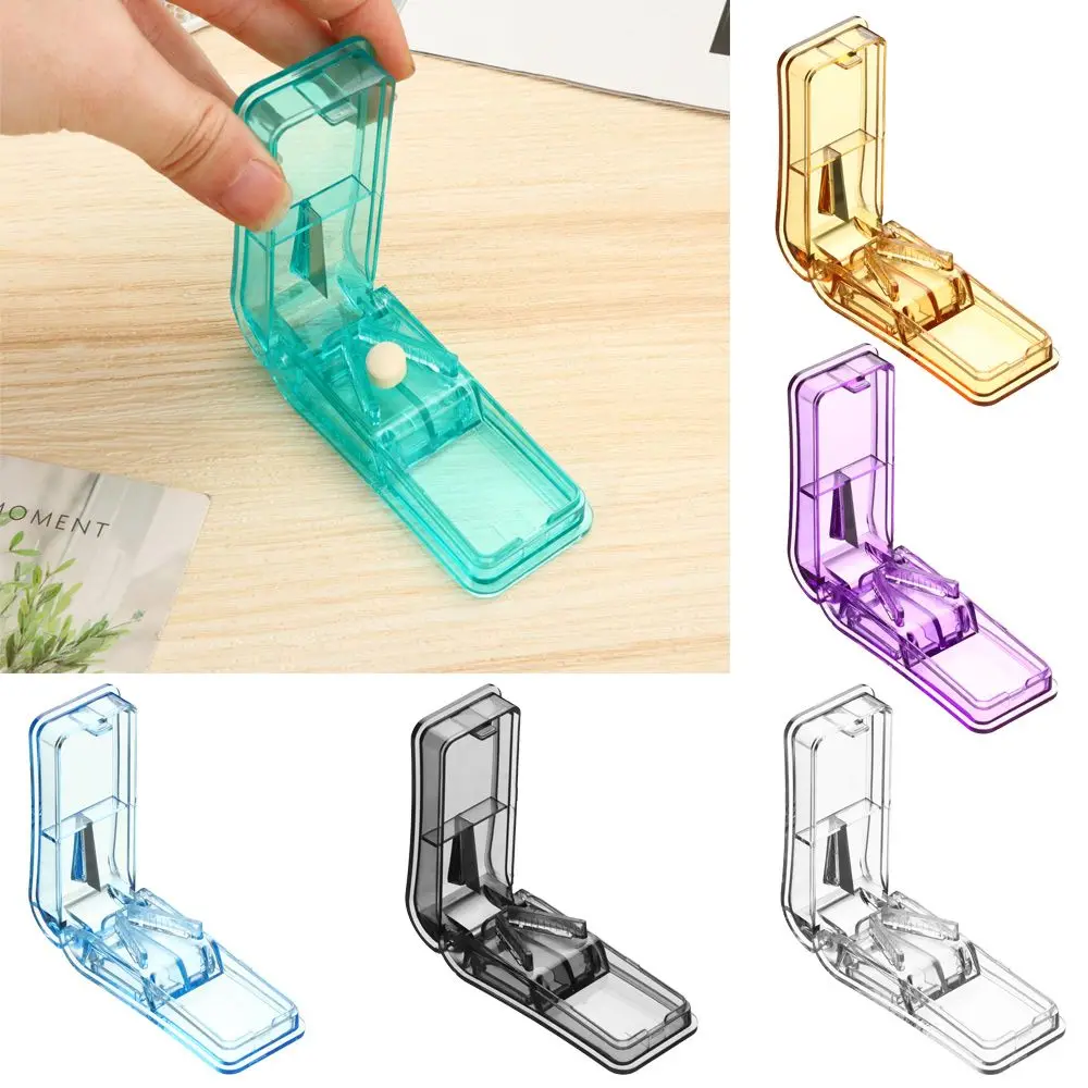 Portable Pill Cutter Box Mini Drug Box Tablet Cutter 6 Colors Pill Case Storage Crusher Travel Pill Box