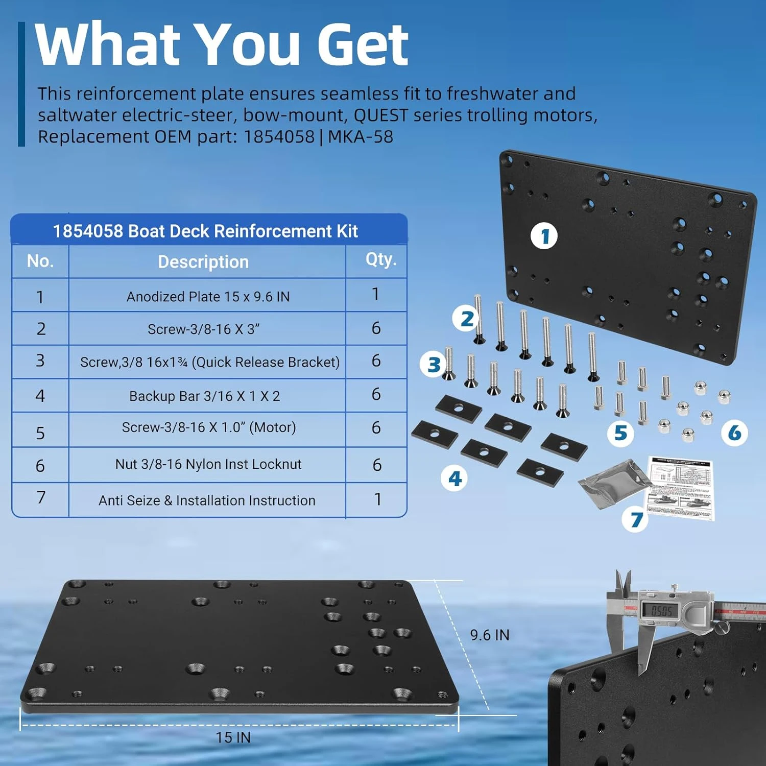 

Совместим с троллинговыми моторами Ulterra, Terrova, Riptide Terrova и Riptide Instinct, комплект для усиления палубы лодки MKA-58 1854058