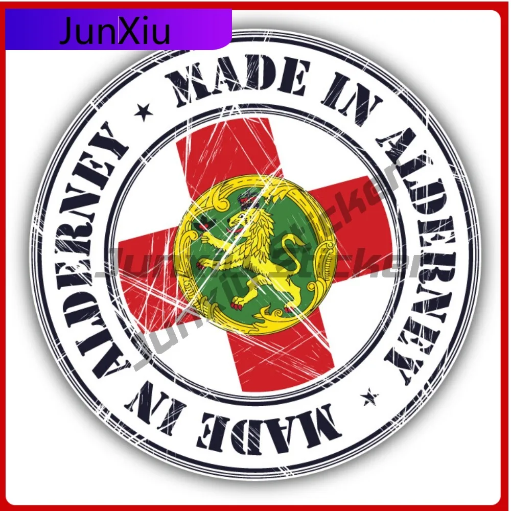 

Made In Alderney Grunge Flag Stamp Car Decal Bumper Stickers Funny Style Helmet Use For Helmet Side Automotive Decor Scratch