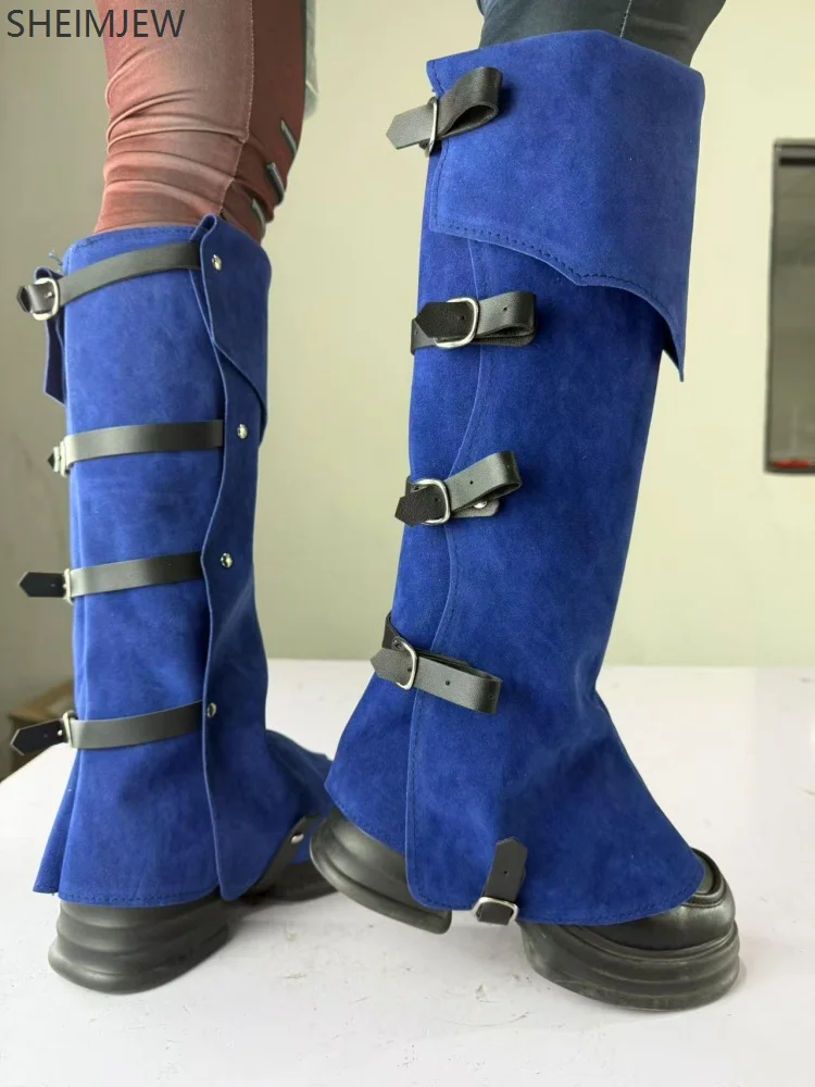 QQW Medieval Gothic Punk Leg Armor Dopamine Boot Cover Men's Women's Cosplay Color Leather Shoe Cover Retro Foot Protection Prop