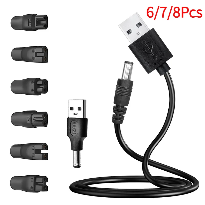 Câble adaptateur USB de remplacement 5V, convertisseur DC universel pour toutes sortes de rasoirs électriques et tondeuses à cheveux, 6/7/8 pièces